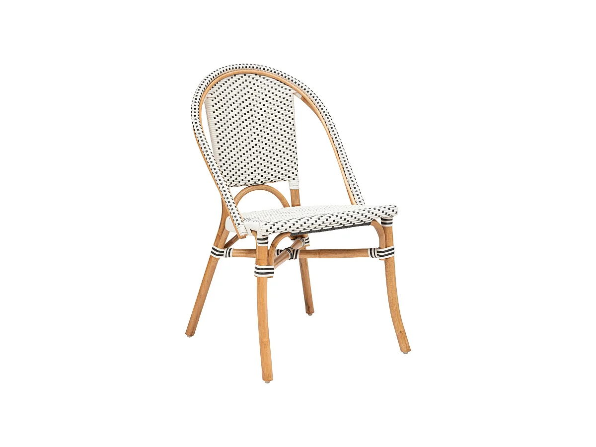 Chaise en Rotin et assise bicolore Blanc & Noir H 84 cm