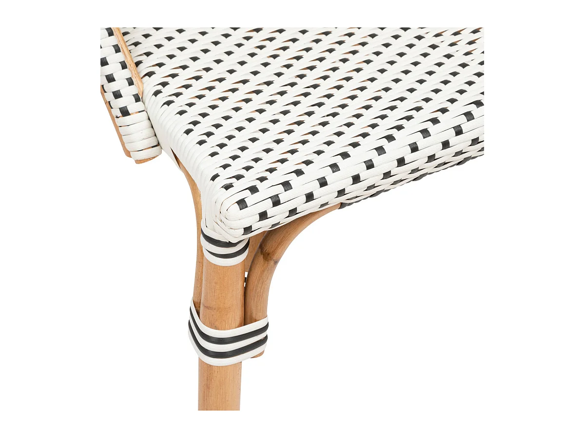 Chaise en Rotin et assise bicolore Blanc & Noir H 84 cm