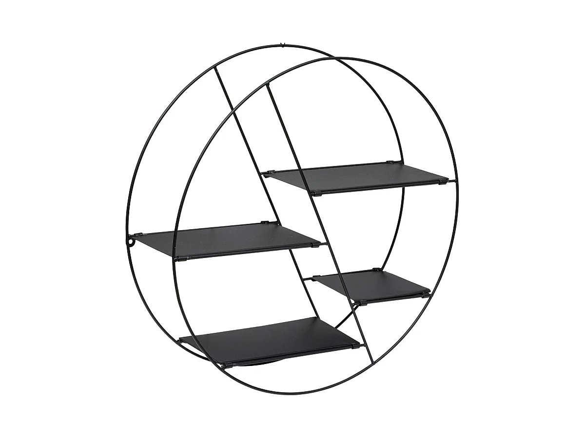 Étagère murale 4 niveaux en métal Noir D 50 x P 13 cm