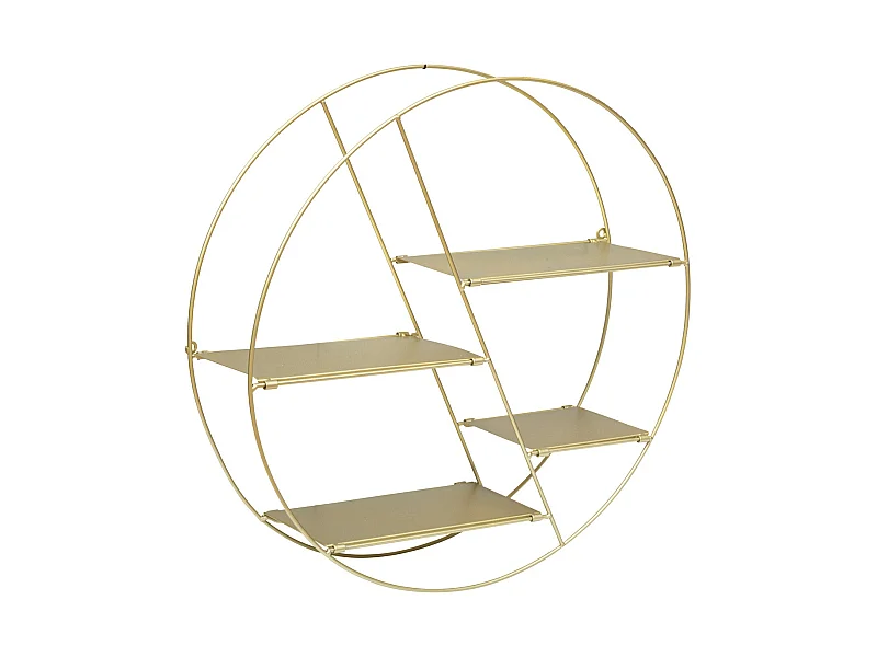 Étagère murale 4 niveaux en métal Doré D 50 x P 13 cm