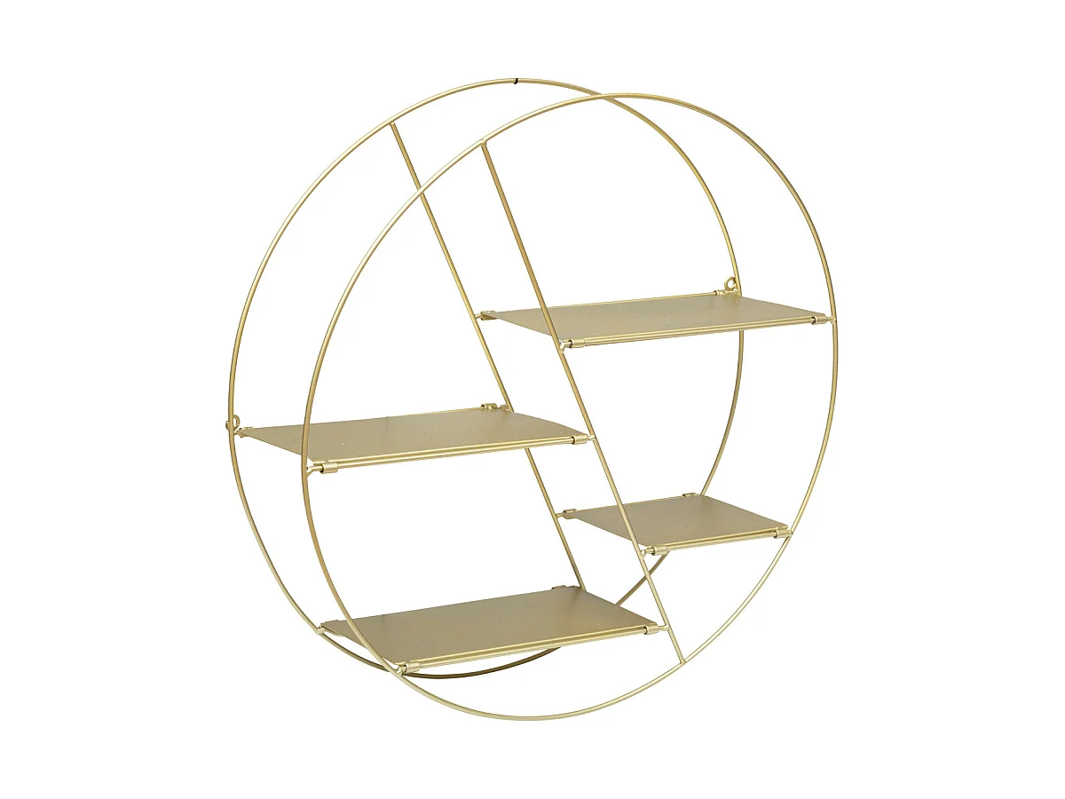 Étagère murale 4 niveaux en métal Doré D 50 x P 13 cm