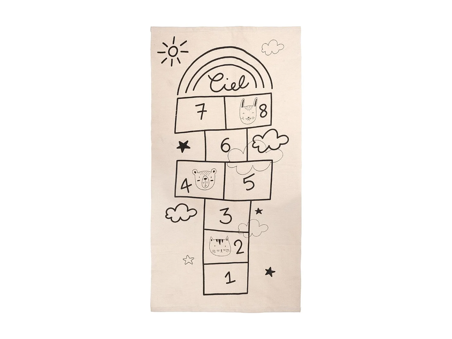 Tapis Déco Enfant "Marelle" 80x150cm Naturel