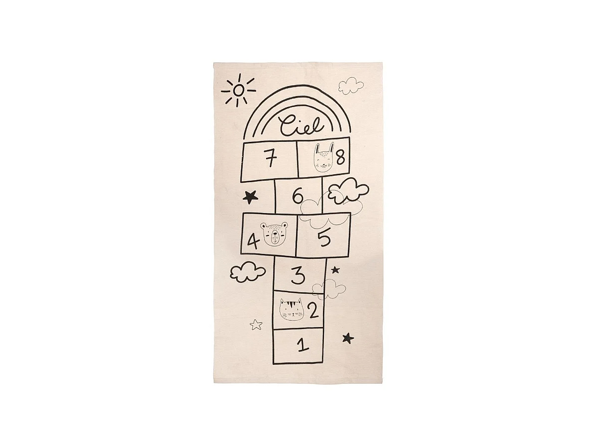 Tapis Déco Enfant "Marelle" 80x150cm Naturel