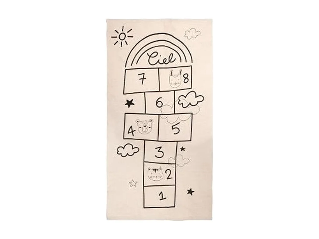 Tapis Déco Enfant "Marelle" 80x150cm Naturel