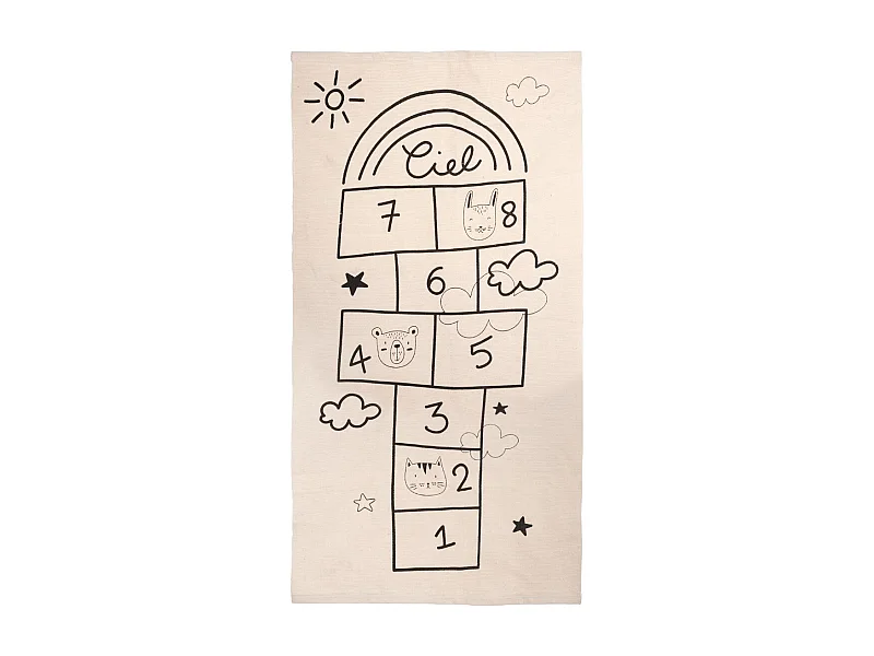 Tapis Déco Enfant "Marelle" 80x150cm Naturel