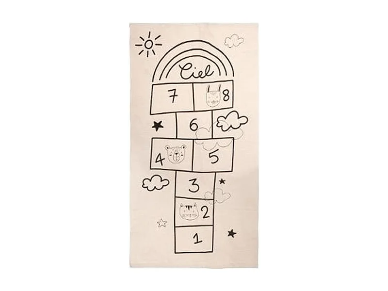 Tapis Déco Enfant "Marelle" 80x150cm Naturel