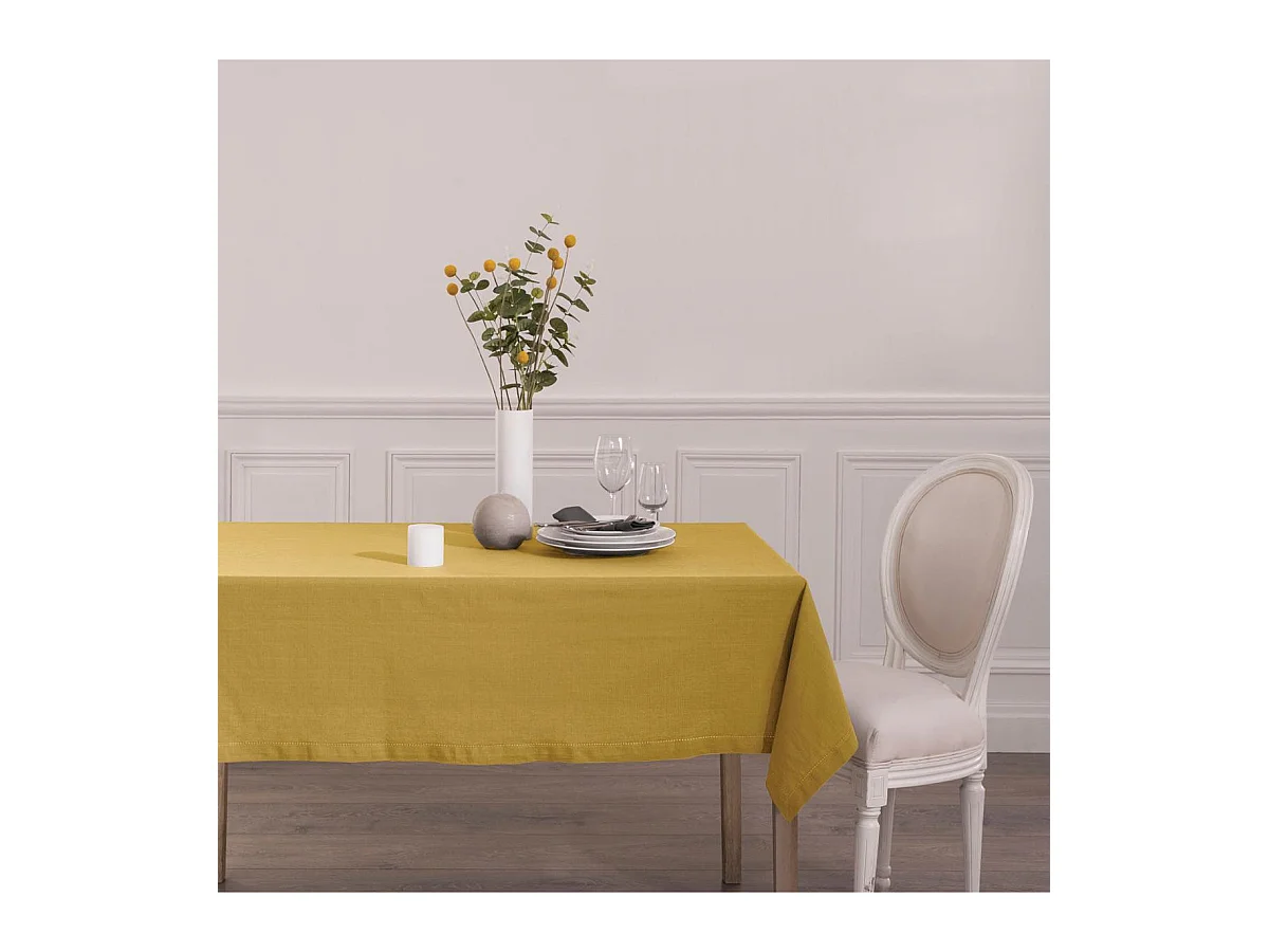 Nappe Rectangulaire "Chambray" 140x240cm Ocre
