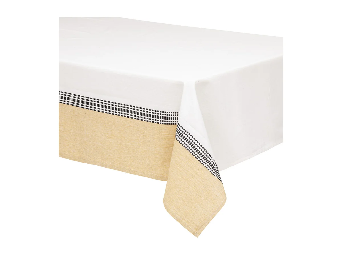 Nappe en coton bicolore Blanc et Jaune 150 x 250 cm