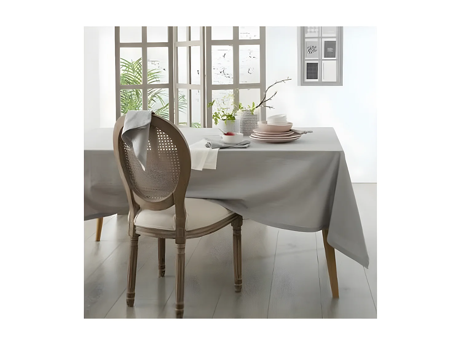 Nappe Rectangulaire "Chambray" 140x240cm Gris