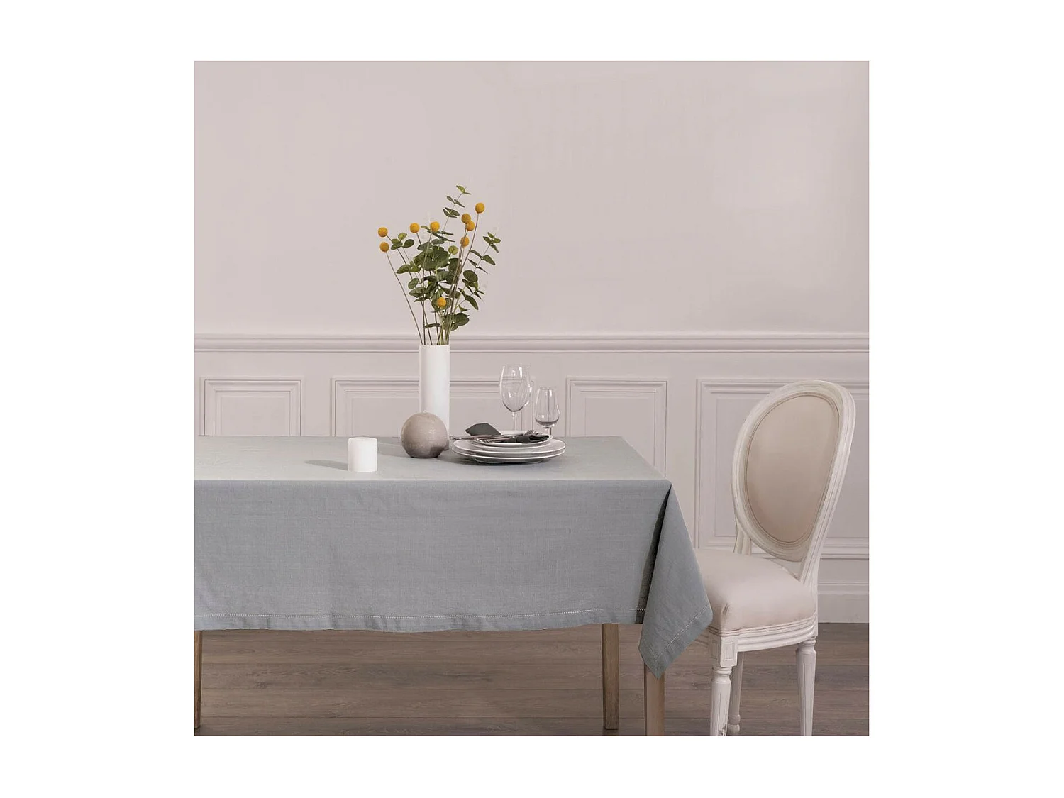 Nappe Rectangulaire "Chambray" 140x240cm Gris