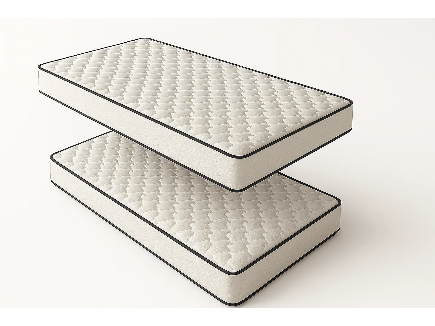 Pack de 2 Matelas Mousse 90x190 New York - Ferme - Réversible - Côté Été/hiver - H15 Cm