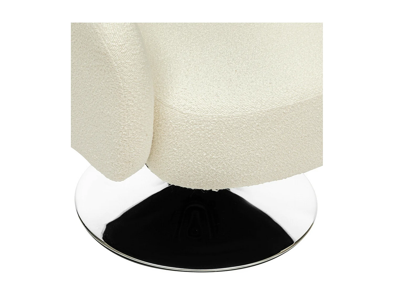 Fauteuil pivotant en Tissu Blanc à bouclettes et pied en métal