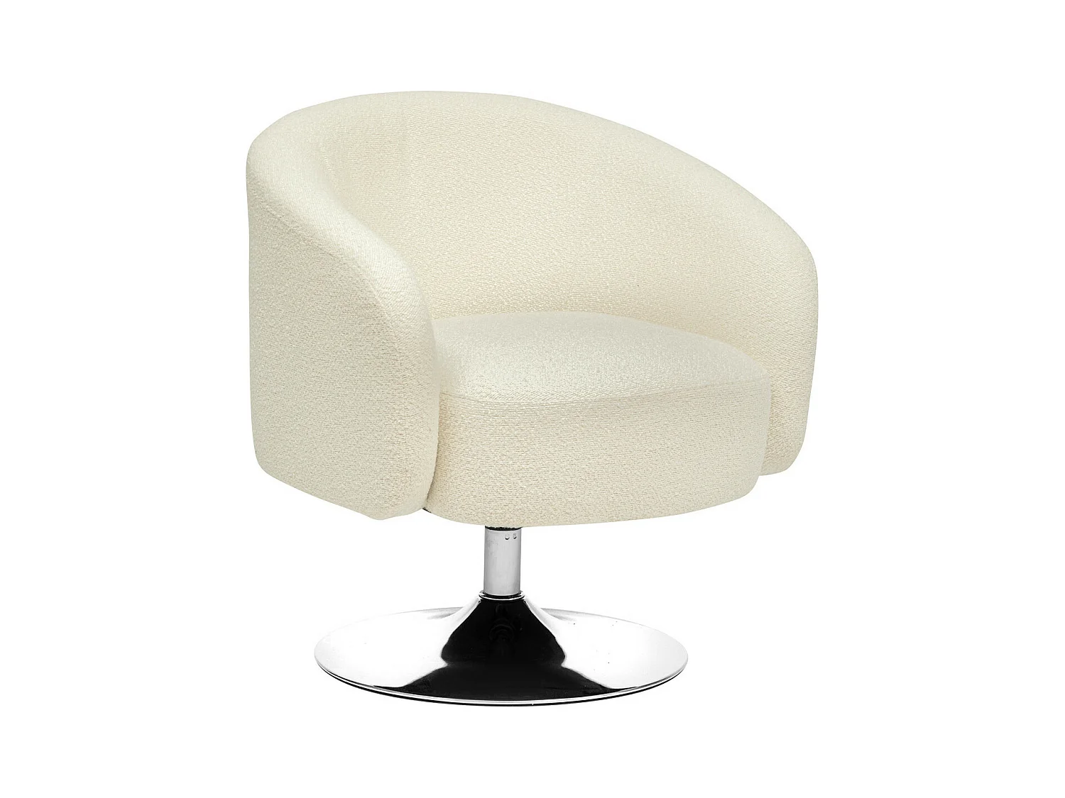 Fauteuil pivotant en Tissu Blanc à bouclettes et pied en métal