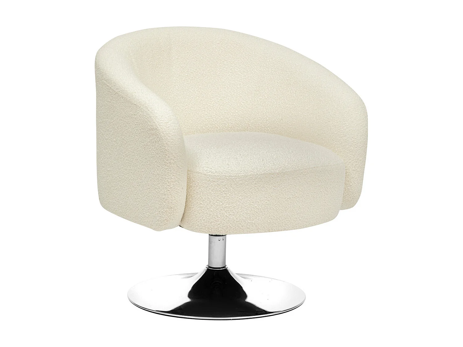 Fauteuil pivotant en Tissu Blanc à bouclettes et pied en métal