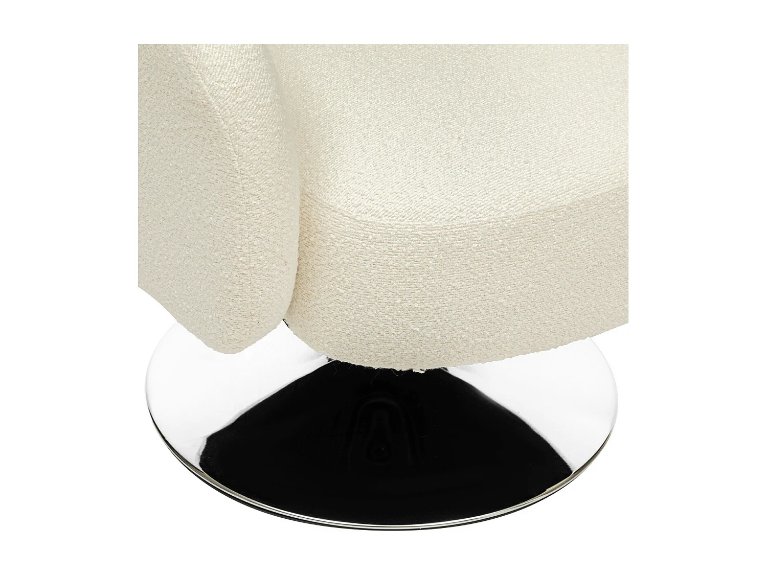 Fauteuil pivotant en Tissu Blanc à bouclettes et pied en métal