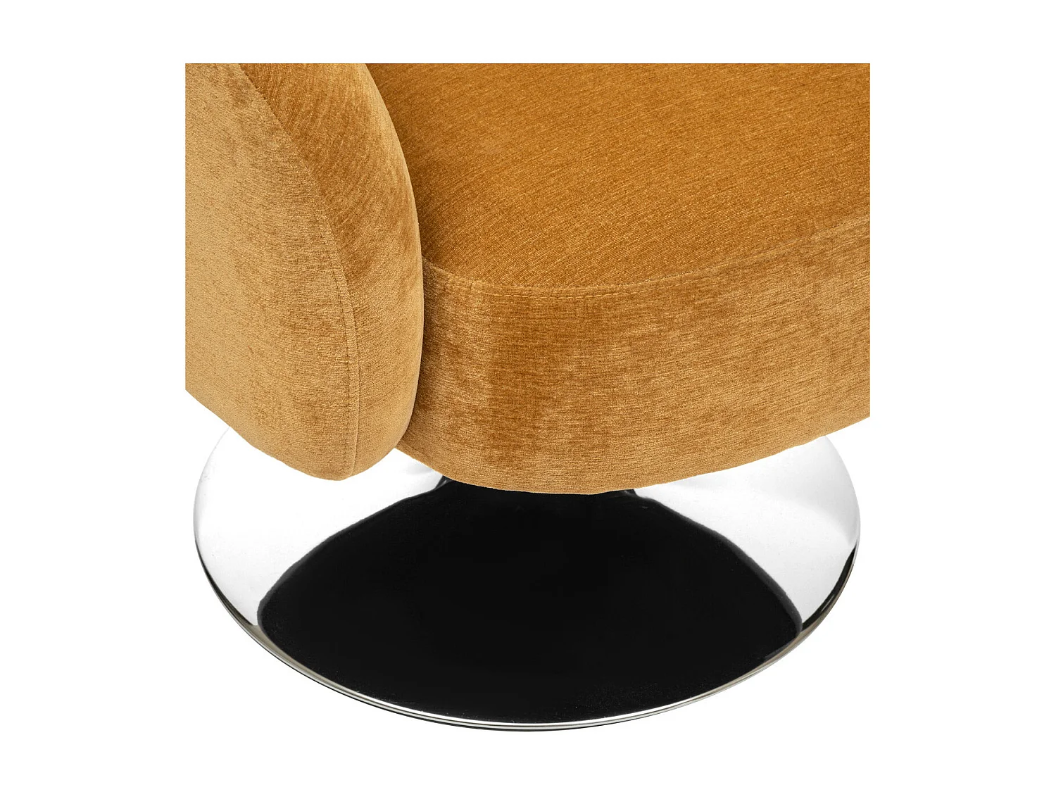 Fauteuil pivotant en Tissu Chenille Jaune Ocre et pied en métal