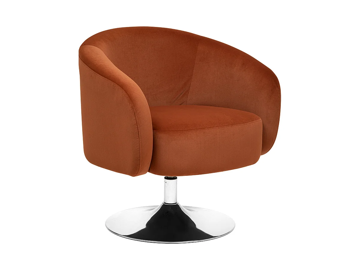 Fauteuil pivotant en Tissu Velours Ambre et pied en métal