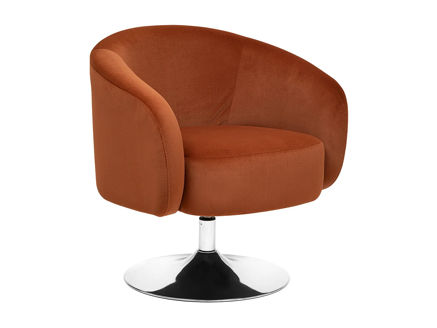 Fauteuil pivotant en Tissu Velours Ambre et pied en métal