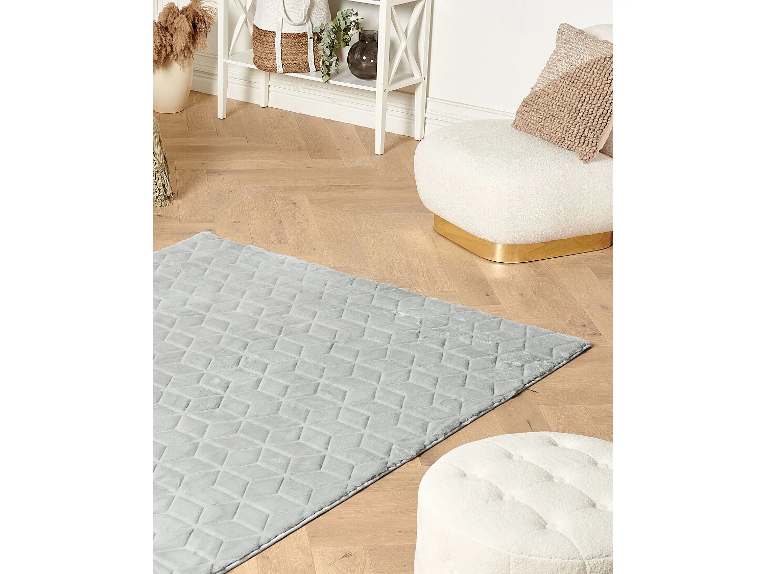 Dywan sztuczne futro królika 160 x 230 cm miętowy szary THATTA