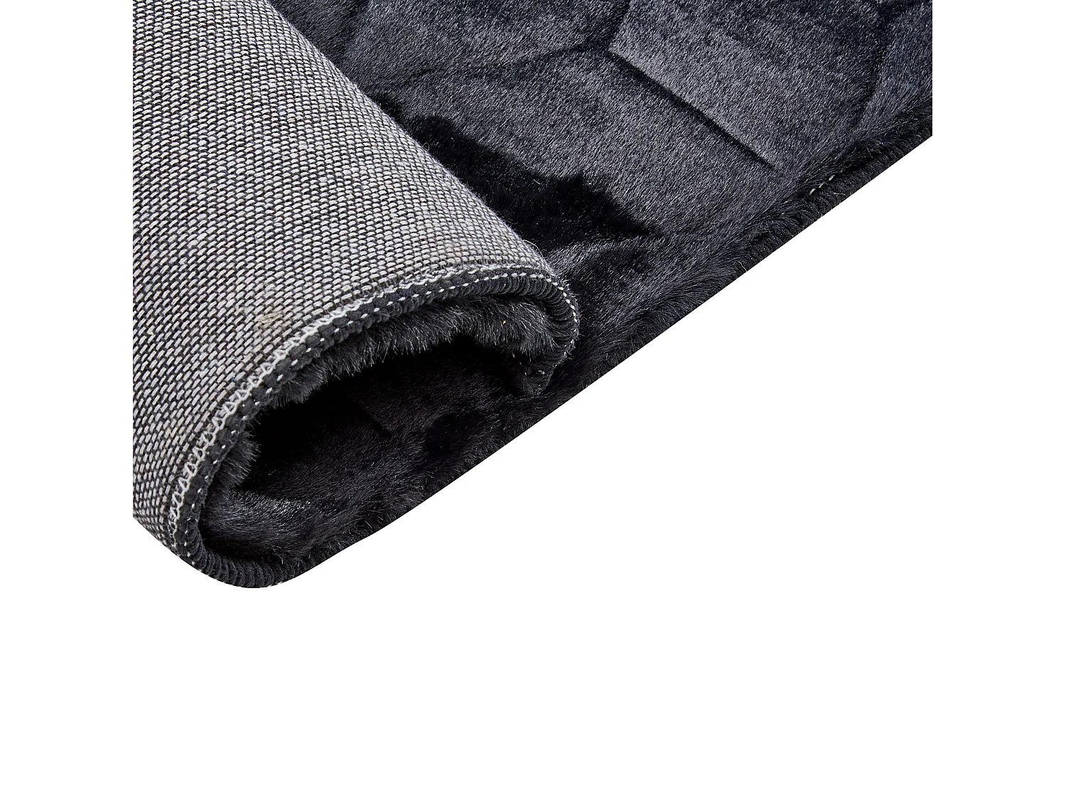 Kunstfellteppich Kaninchen schwarz 160 x 230 cm handgefertigt Shaggy Thatta