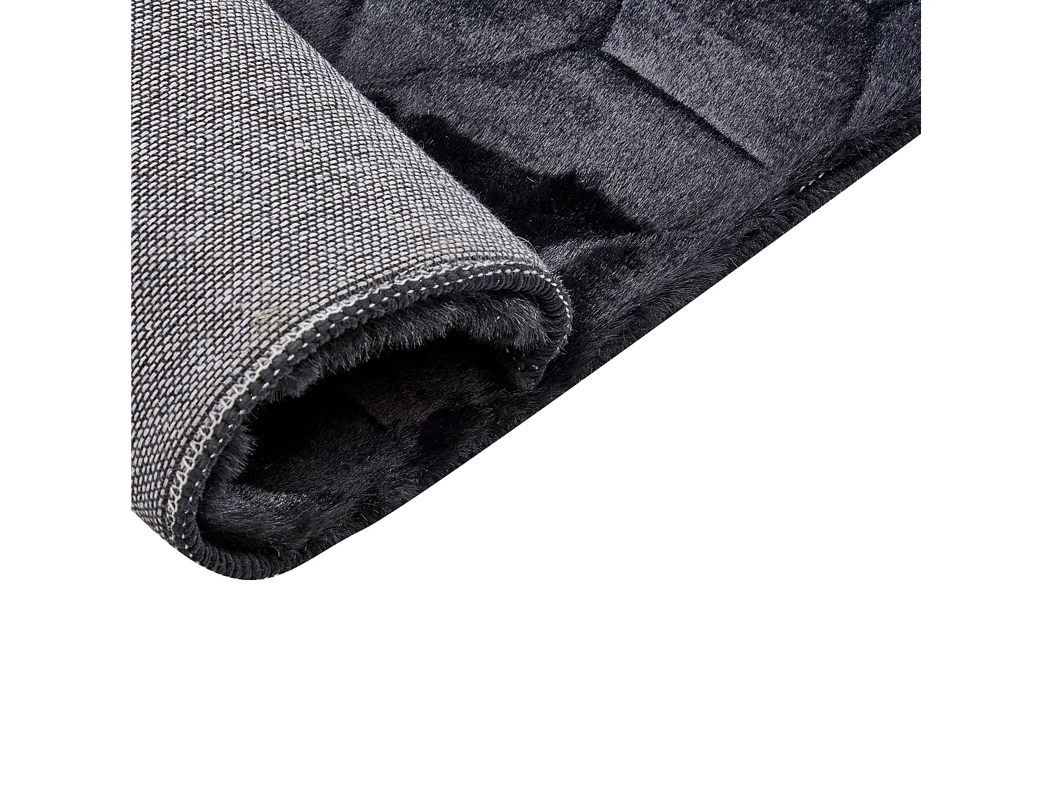 Tapis en fausse fourrure de lapin noir 160 x 230 cm THATTA