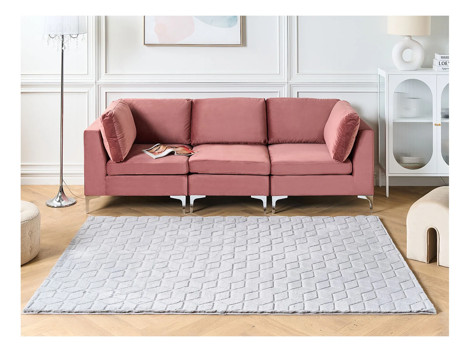 Vloerkleed kunstbont grijs 160 x 230 cm THATTA