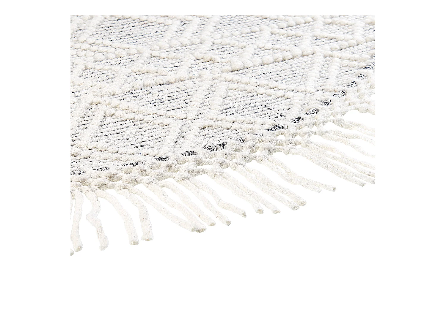 Teppich Wolle grau / weiß ⌀ 140 cm rund mit Muster und Fransen Boho Stil Buldan