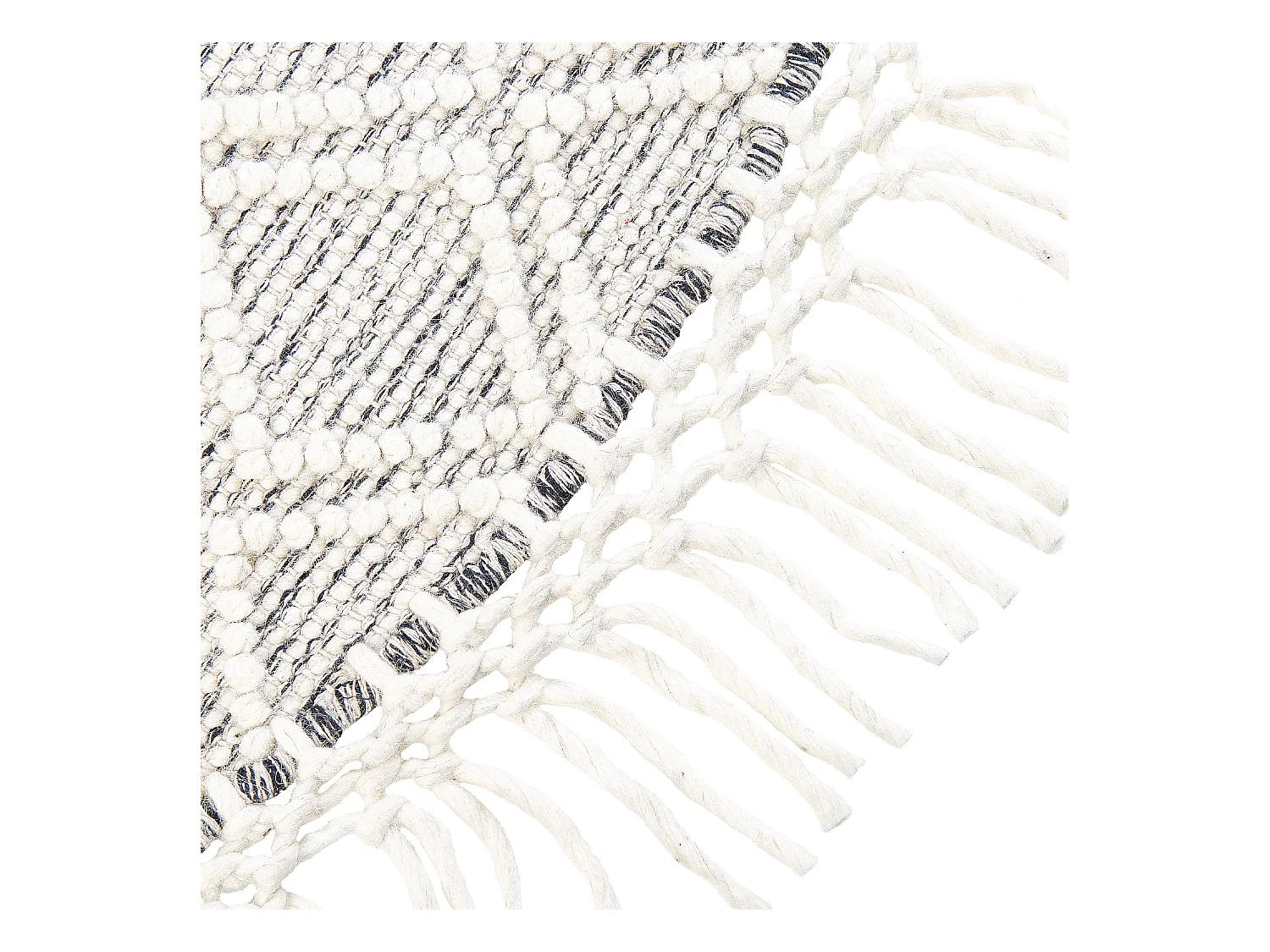 Teppich Wolle grau / weiß ⌀ 140 cm rund mit Muster und Fransen Boho Stil Buldan