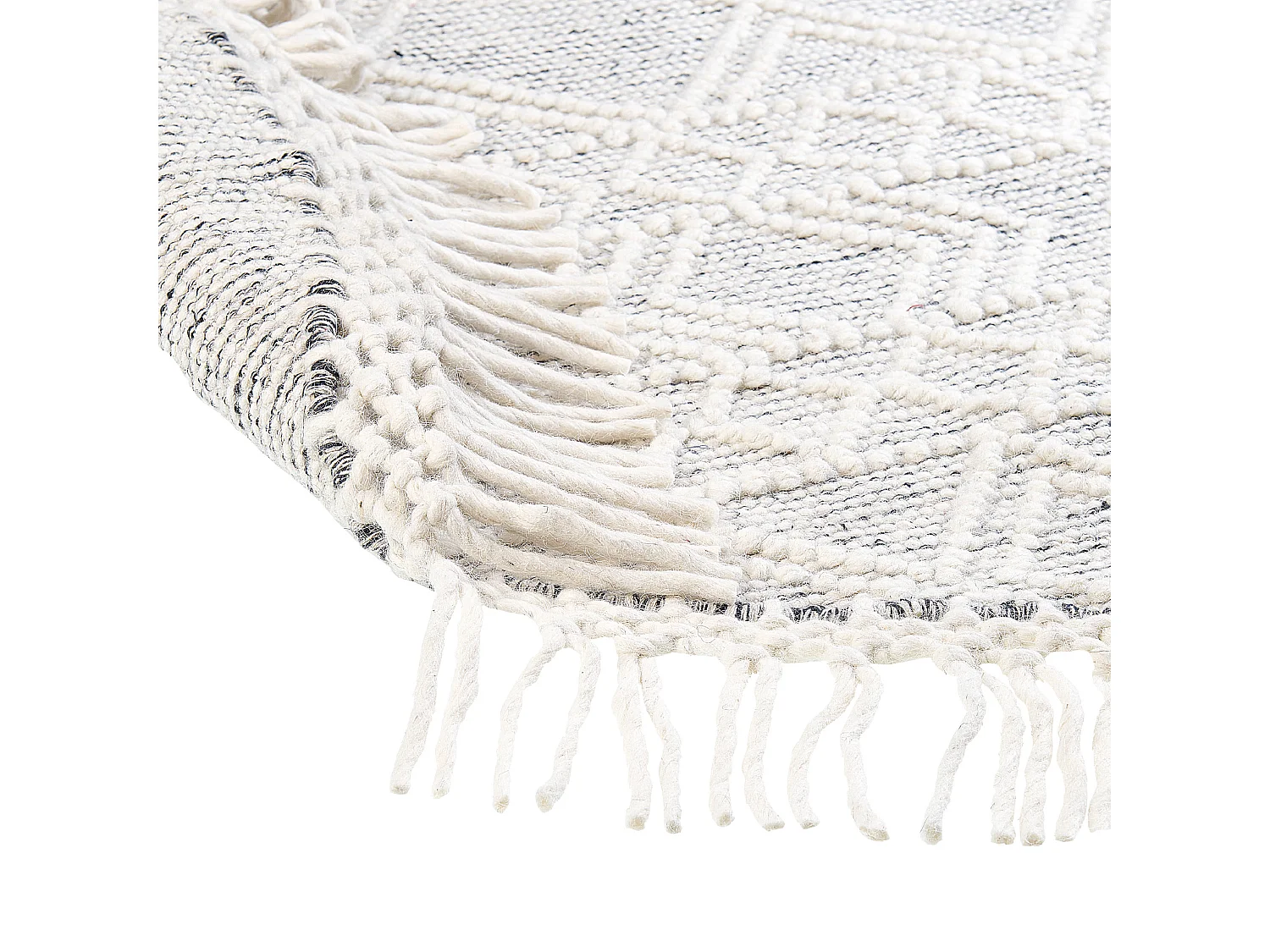 Vloerkleed wol grijs/gebroken wit ⌀ 140 cm BULDAN