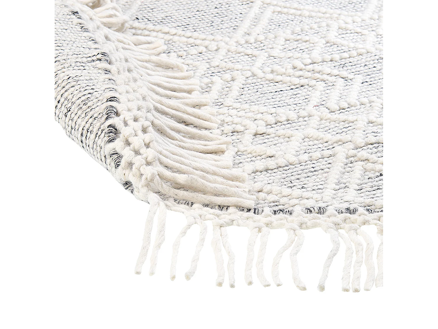 Vloerkleed wol grijs/gebroken wit ⌀ 140 cm BULDAN