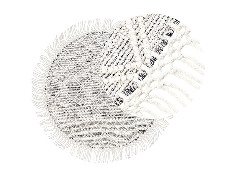 Tappeto lana grigio e bianco crema ⌀ 140 cm BULDAN