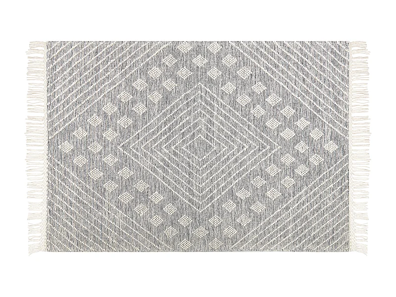 Teppich Wolle grau / weiß mit geometrischem Muster rechteckig 160 x 230 cm Savur