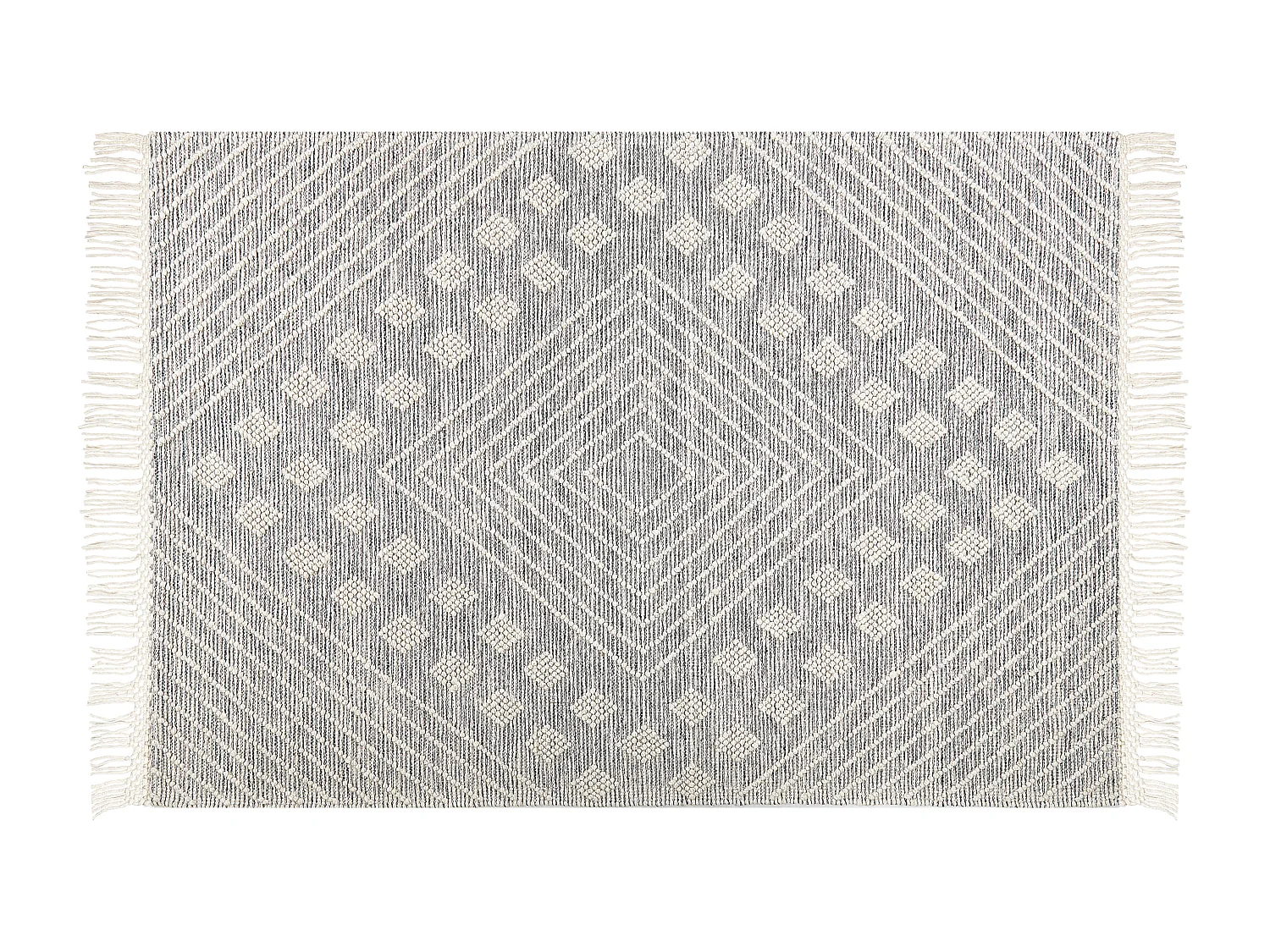 Teppich Wolle grau / weiß mit geometrischem Muster rechteckig 160 x 230 cm Savur