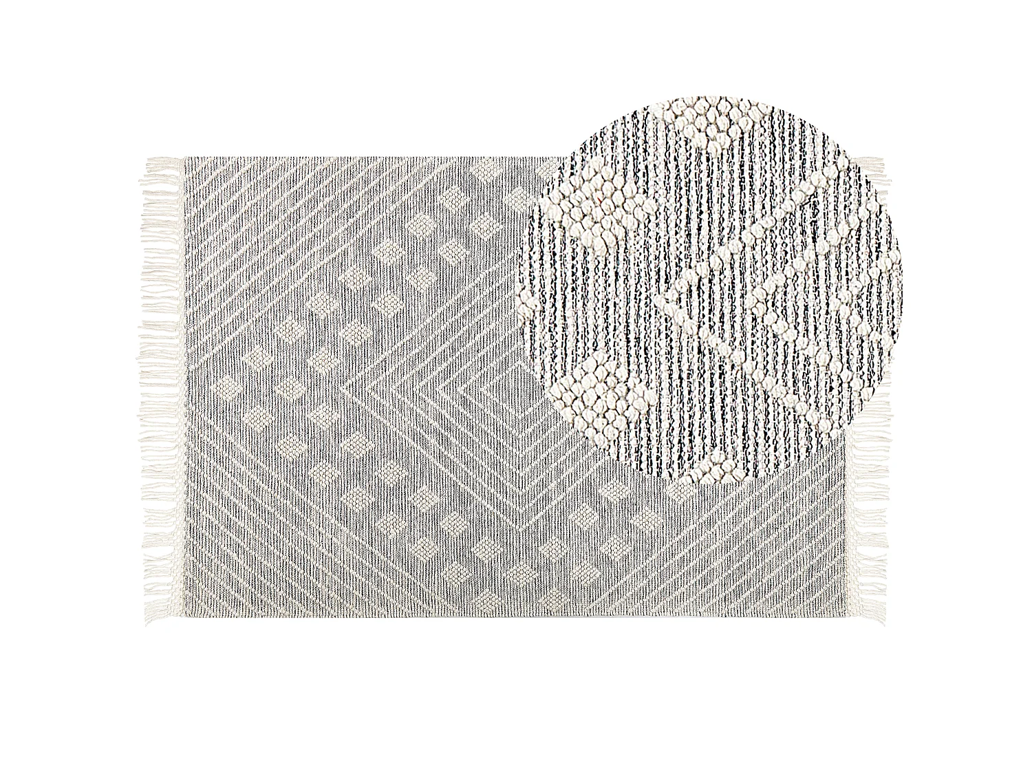 Tapis en laine 160 x 230 cm gris et blanc SAVUR