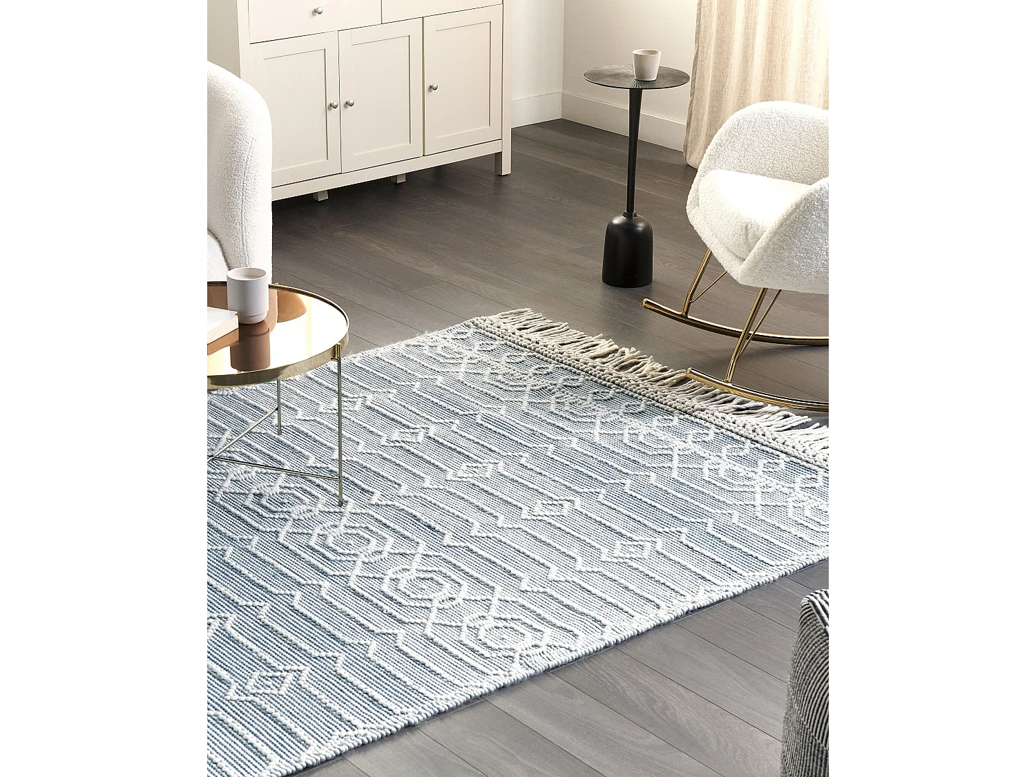 Dywan wełniany 160 x 230 cm niebieski ORHANELI