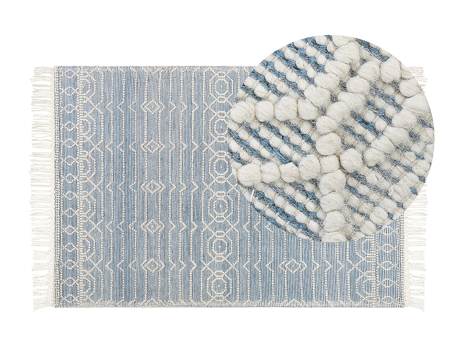 Tapete em lã azul 160 x 230 cm ORHANELI