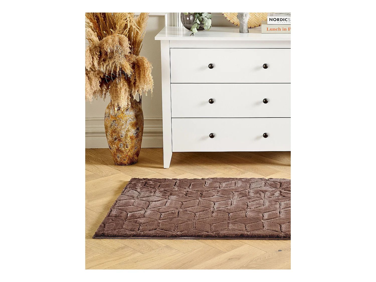 Vloerkleed kunstbont bruin 80 x 150 cm THATTA