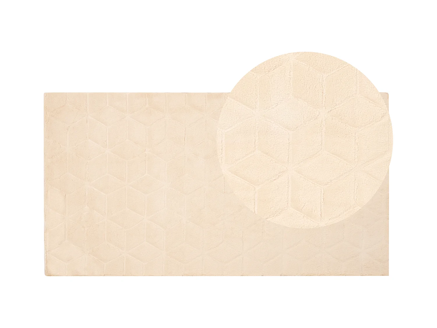 Kunstfellteppich Kaninchen beige 80x150 cm einfarbig handgefertigt Shaggy Thatta