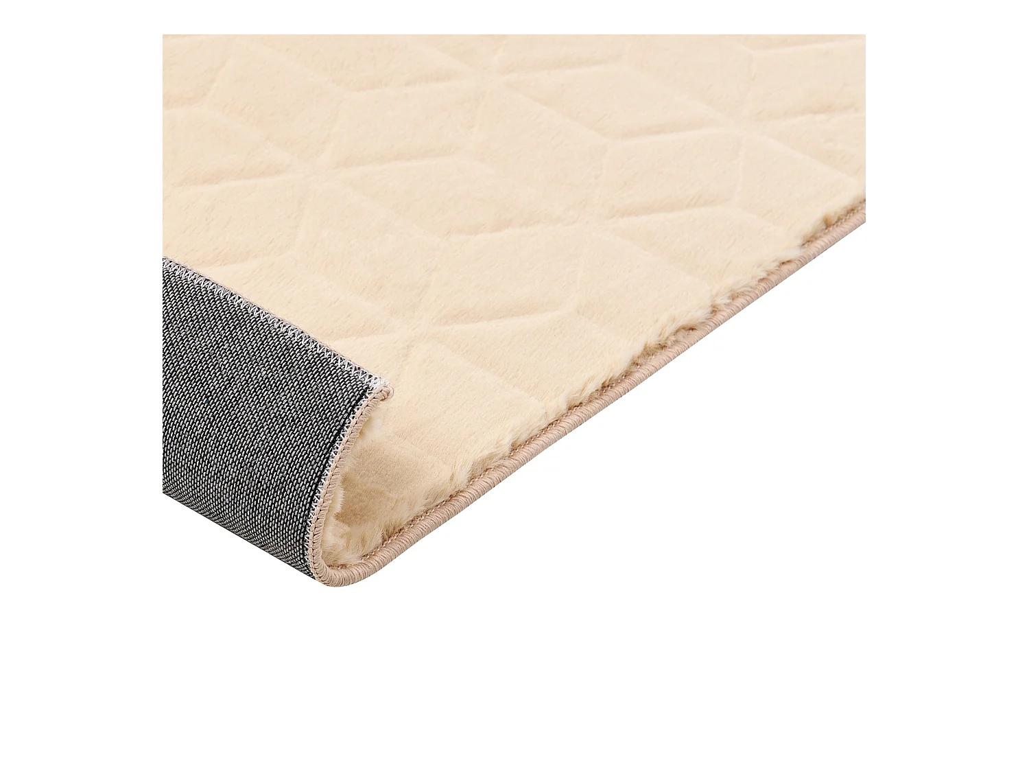 Kunstfellteppich Kaninchen beige 80x150 cm einfarbig handgefertigt Shaggy Thatta