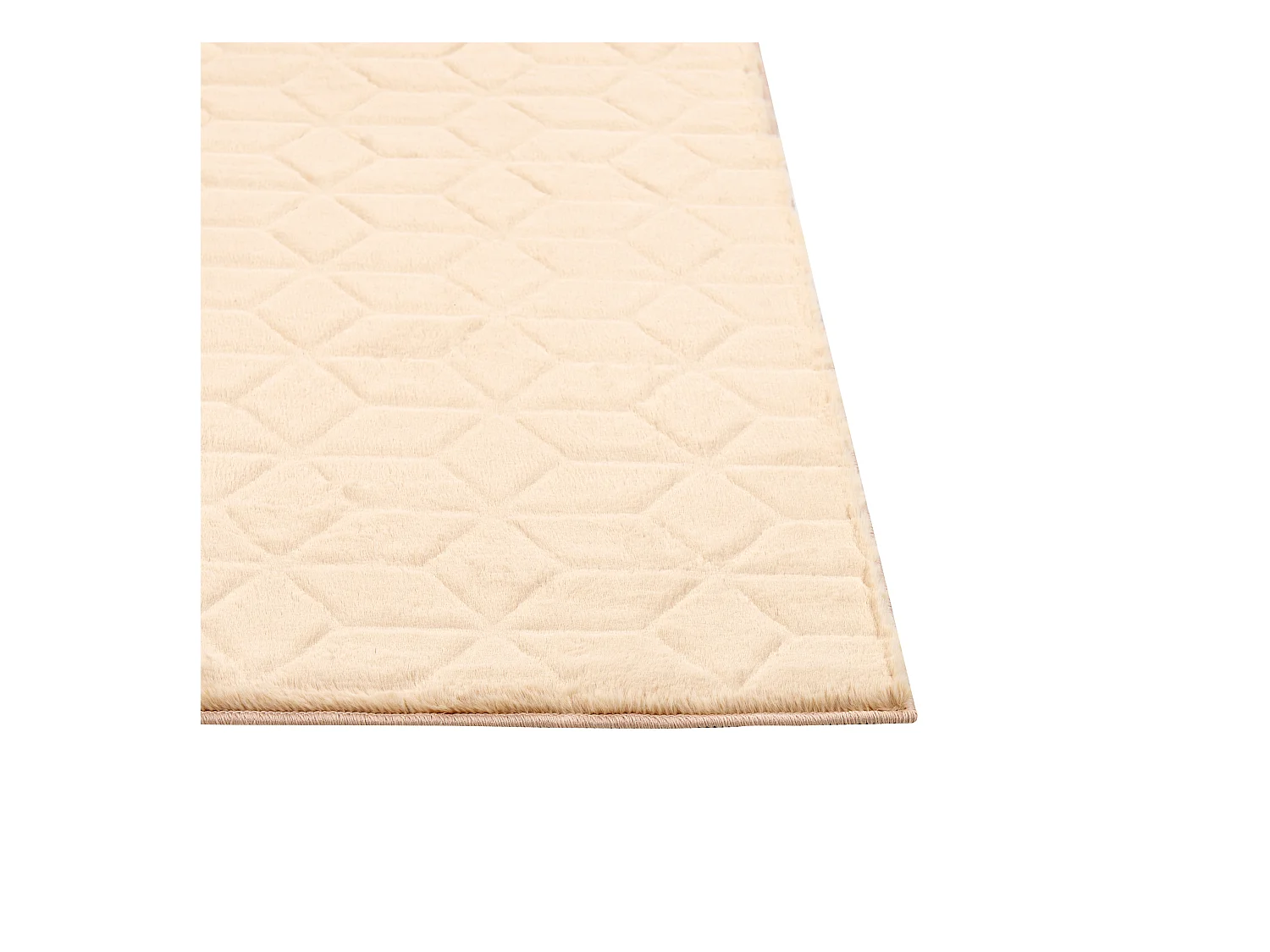 Kunstfellteppich Kaninchen beige 80x150 cm einfarbig handgefertigt Shaggy Thatta