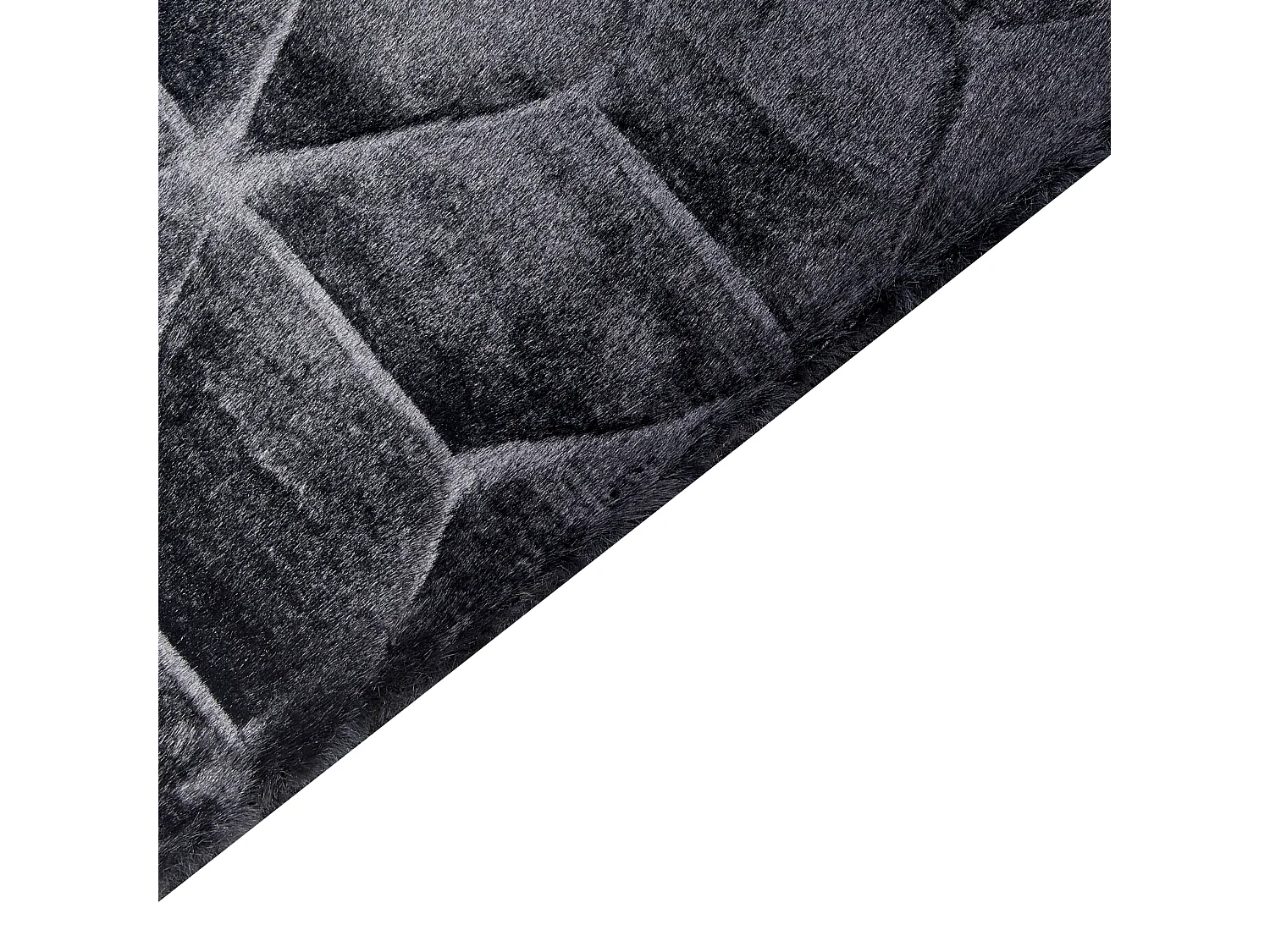 Kunstfellteppich Kaninchen schwarz 80 x 150 cm Shaggy THATTA