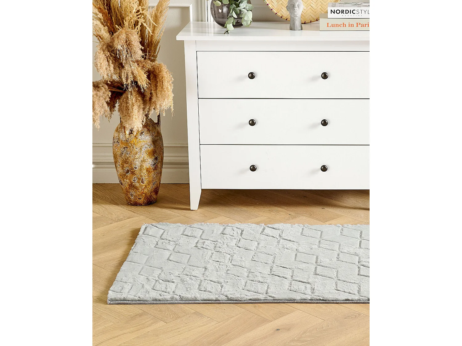 Tapis en fausse fourrure THATTA Gris clair 80 x 150 cm