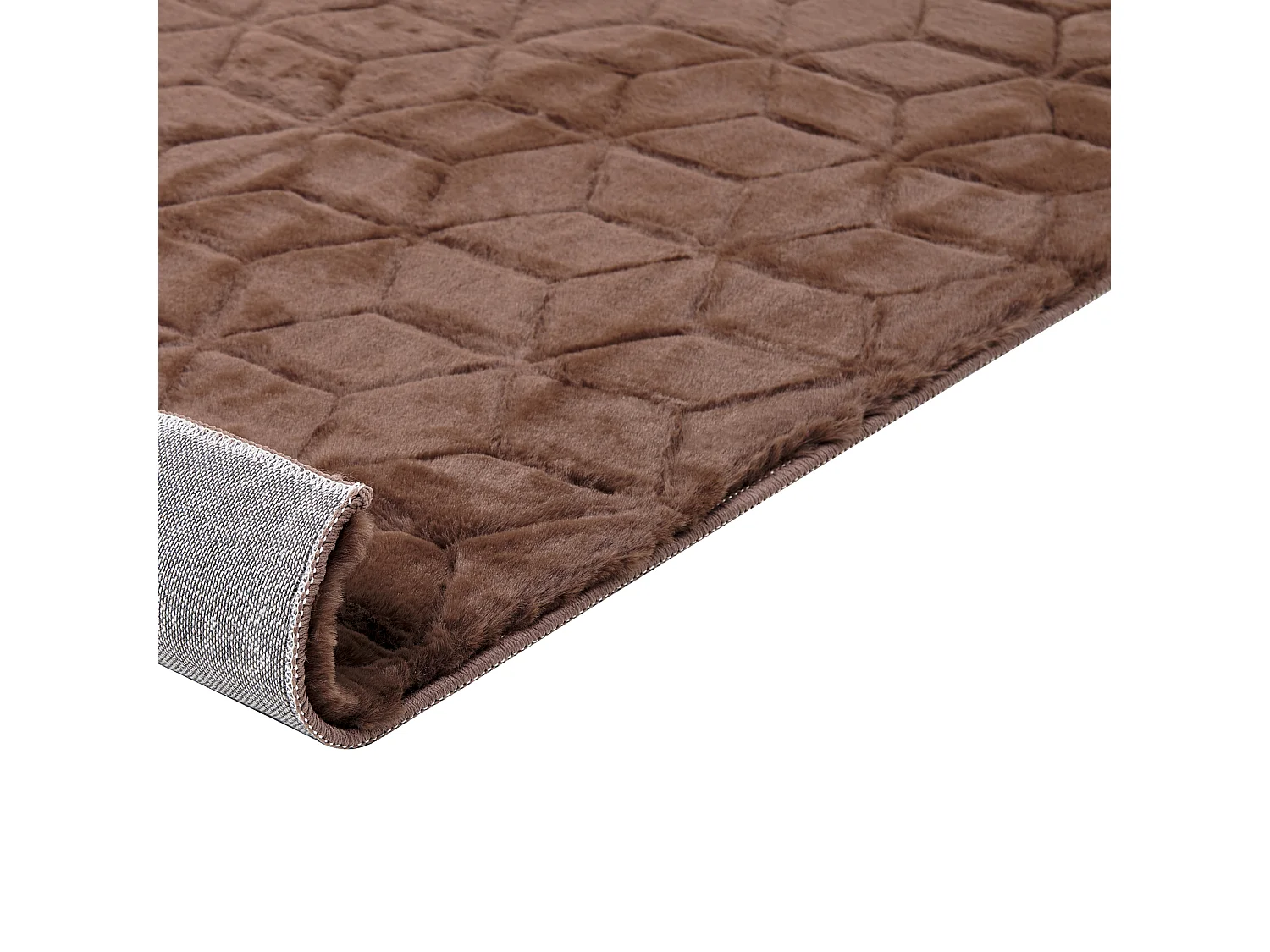 Tapis en fausse fourrure de lapin 160 x 230 cm marron THATTA