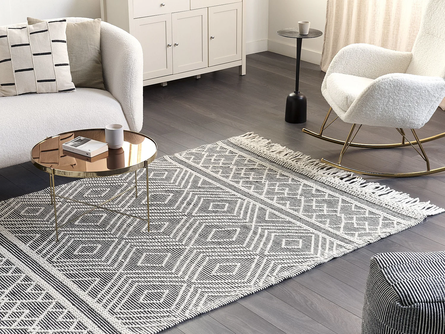 Vloerkleed wol zwart/wit 160 x 230 cm SAVUCA