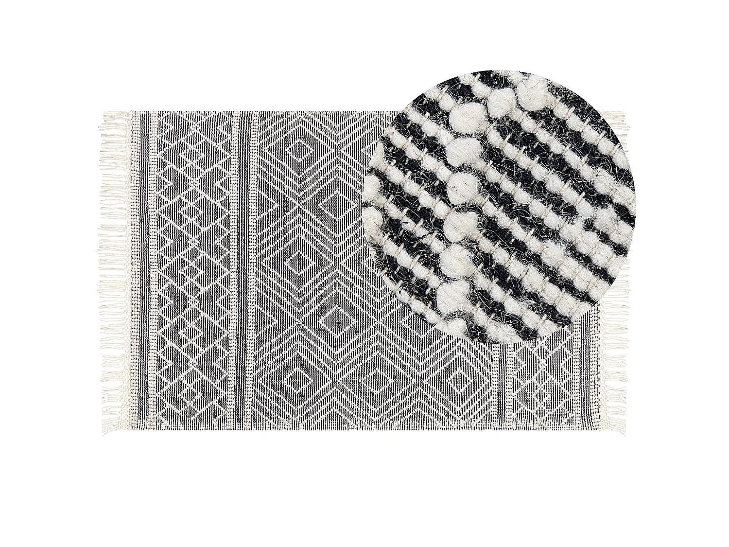 Vloerkleed wol zwart/wit 160 x 230 cm SAVUCA
