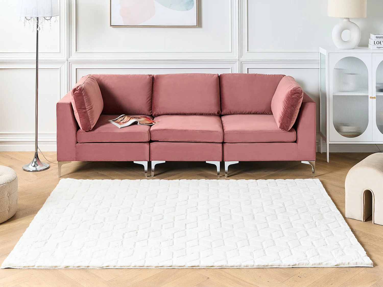 Kunstfellteppich Kaninchen weiss 160 x 230 cm Shaggy THATTA