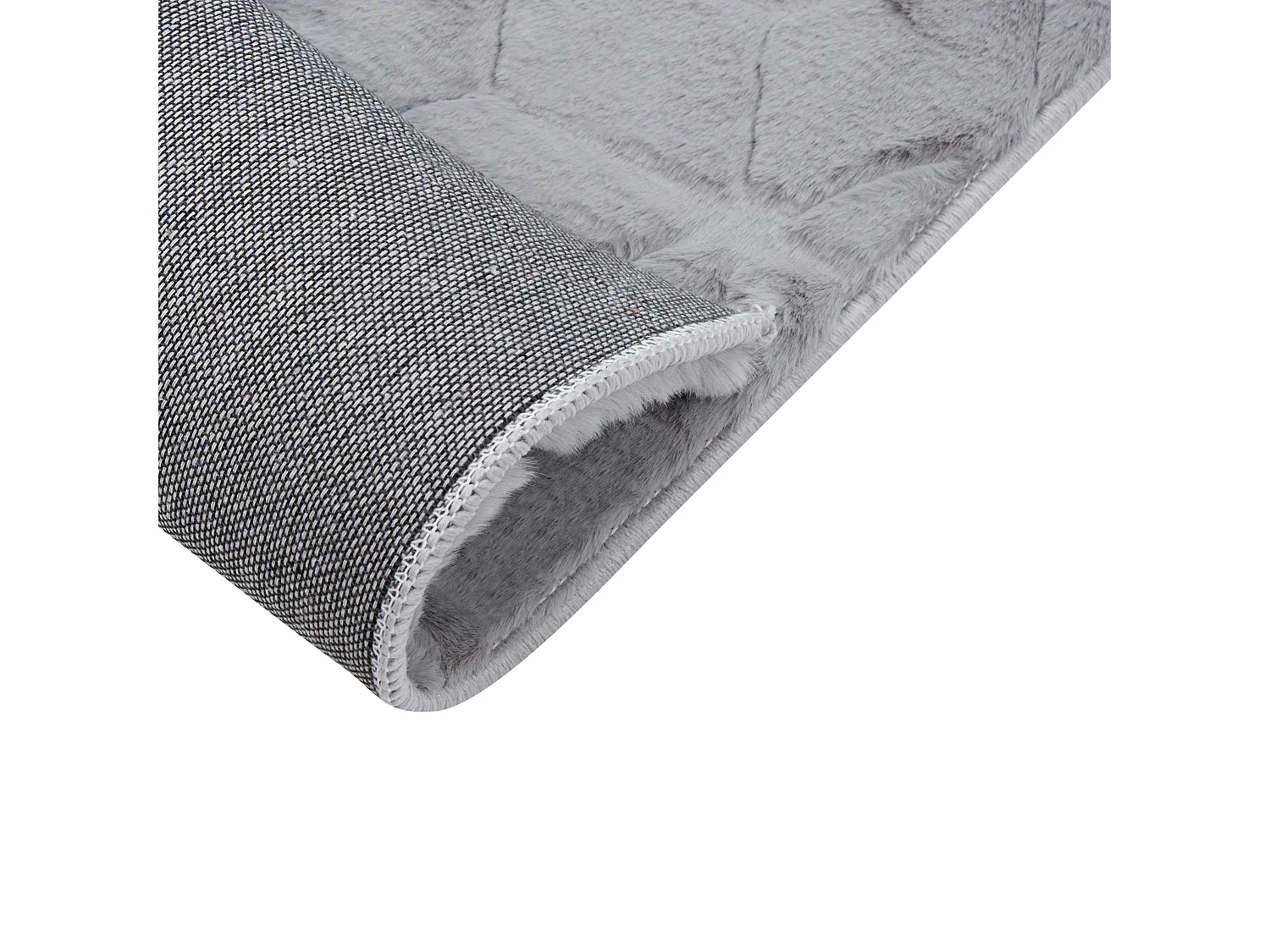 Tapis en fausse fourrure de lapin gris 80 x 150 cm THATTA