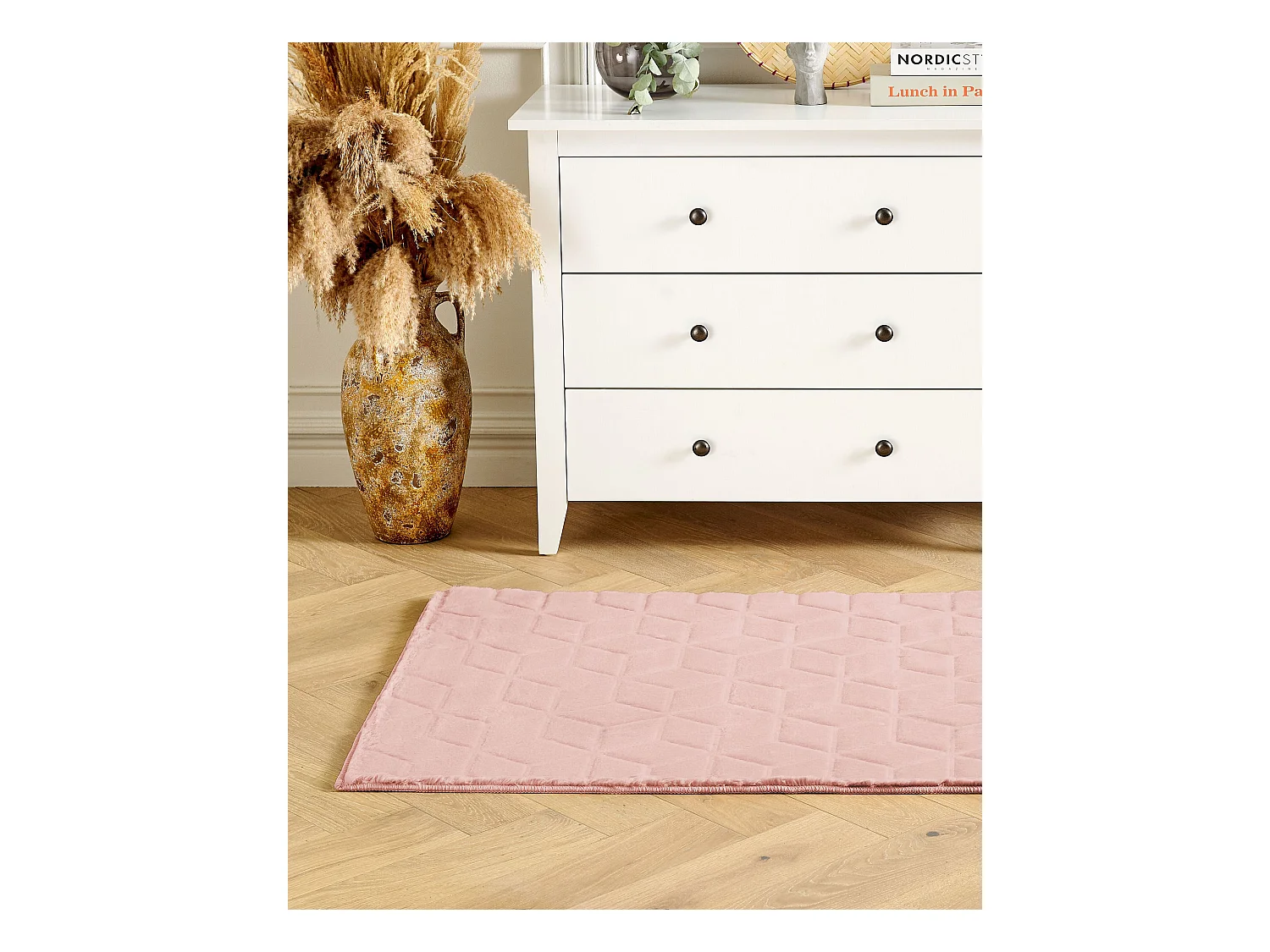 Tapis en fausse fourrure THATTA Rose 80 x 150 cm