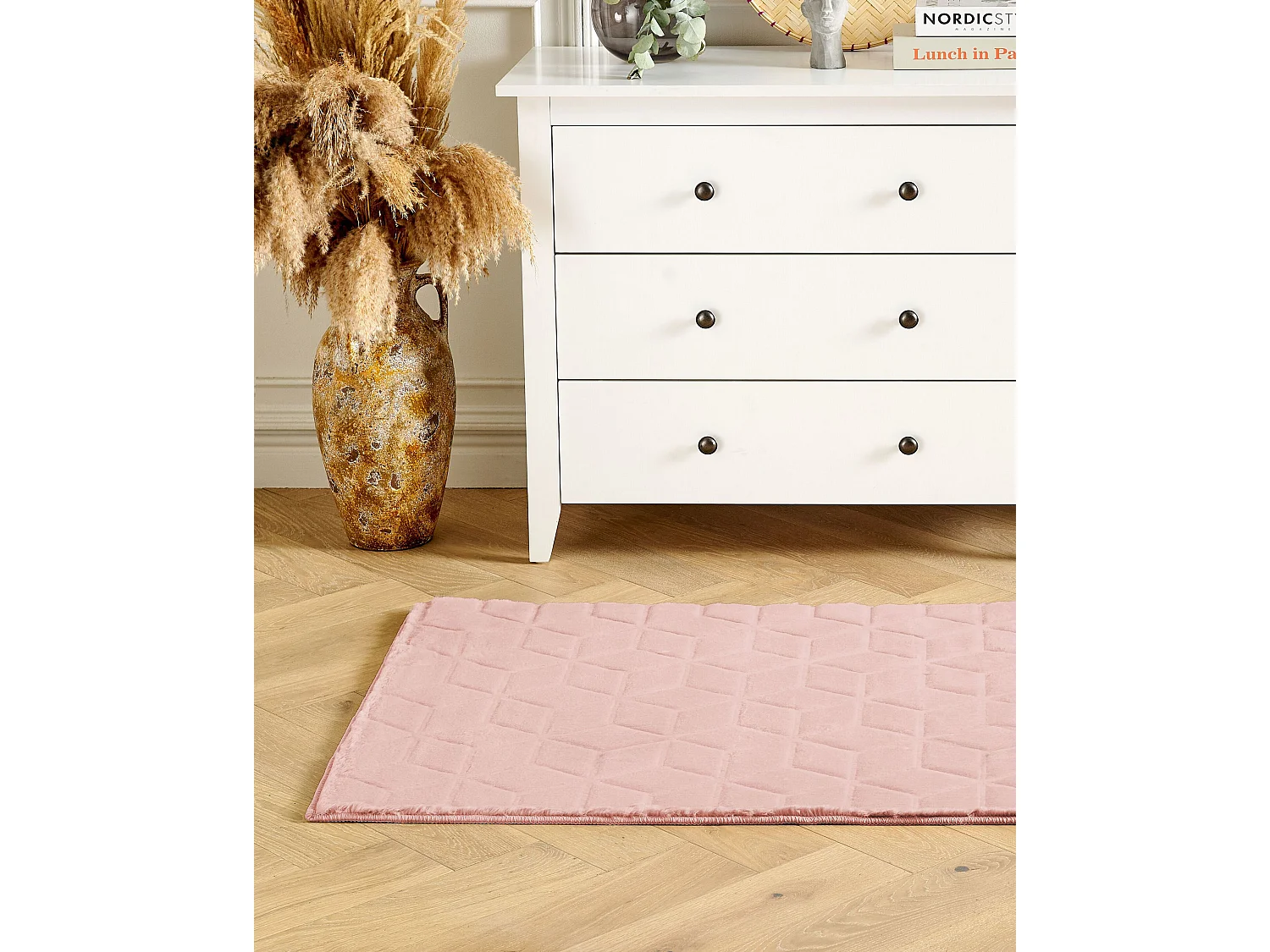 Tapis en fausse fourrure THATTA Rose 80 x 150 cm