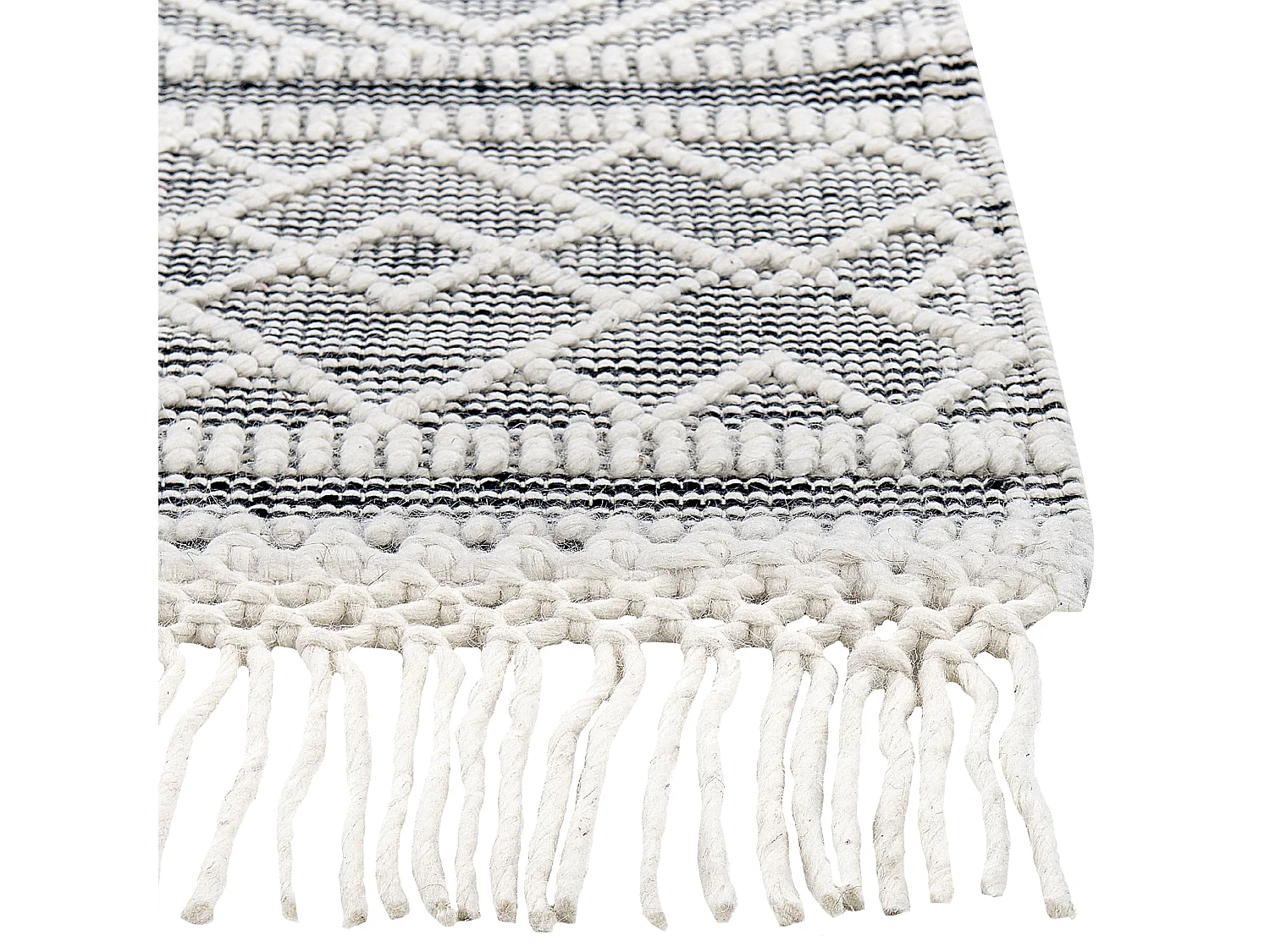 Vloerkleed wol zwart/wit 160 x 230 cm KAVAK